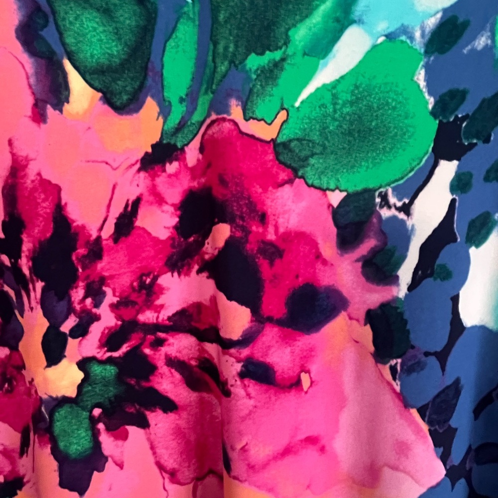 Chico's Bold Floral V-Neck Maxi Dress in Pink, Green & Blue - Picture 4 of 12